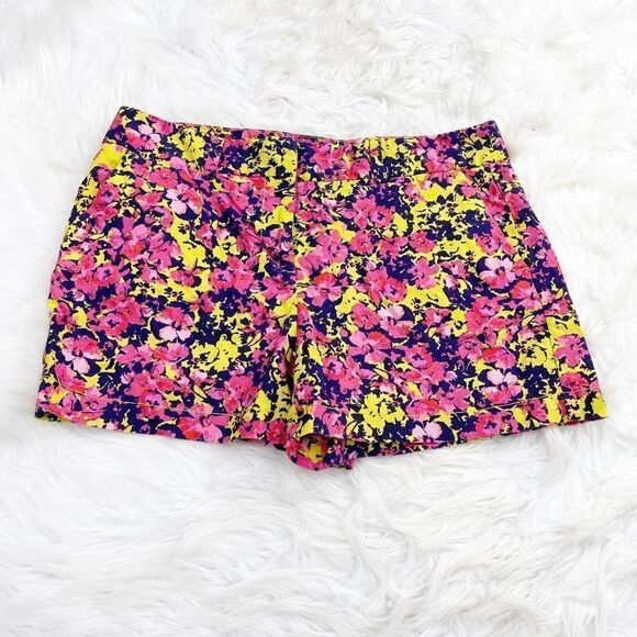 Loft Prism Floral High Waist Linen Blend 4” Shorts - Picture 1 of 5